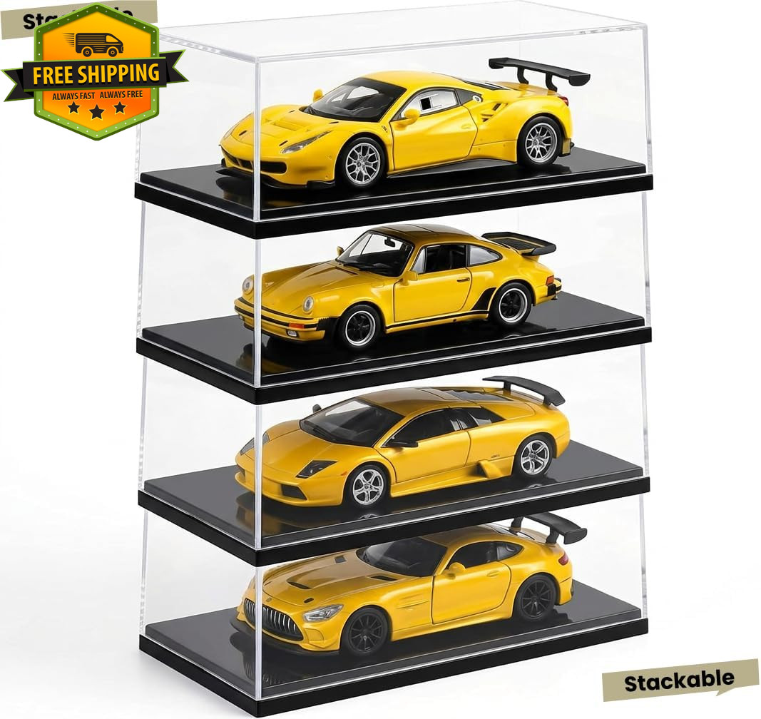 1:18 Scale Acrylic Model Car Display Case Stackable Dustproof Collectible Box
