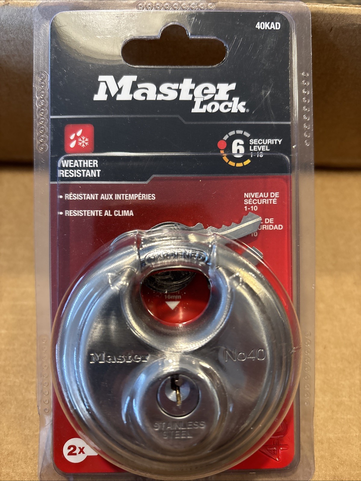 Brand New Master Lock 40Kad Padlock, Partially Hidden Shackle, Stainless Steel