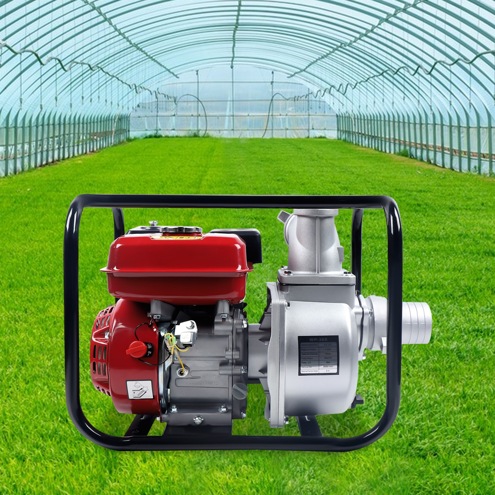7.5HP 3000W Gas Power Semi-Trash Water Pump High Pressure Garden Irrigation