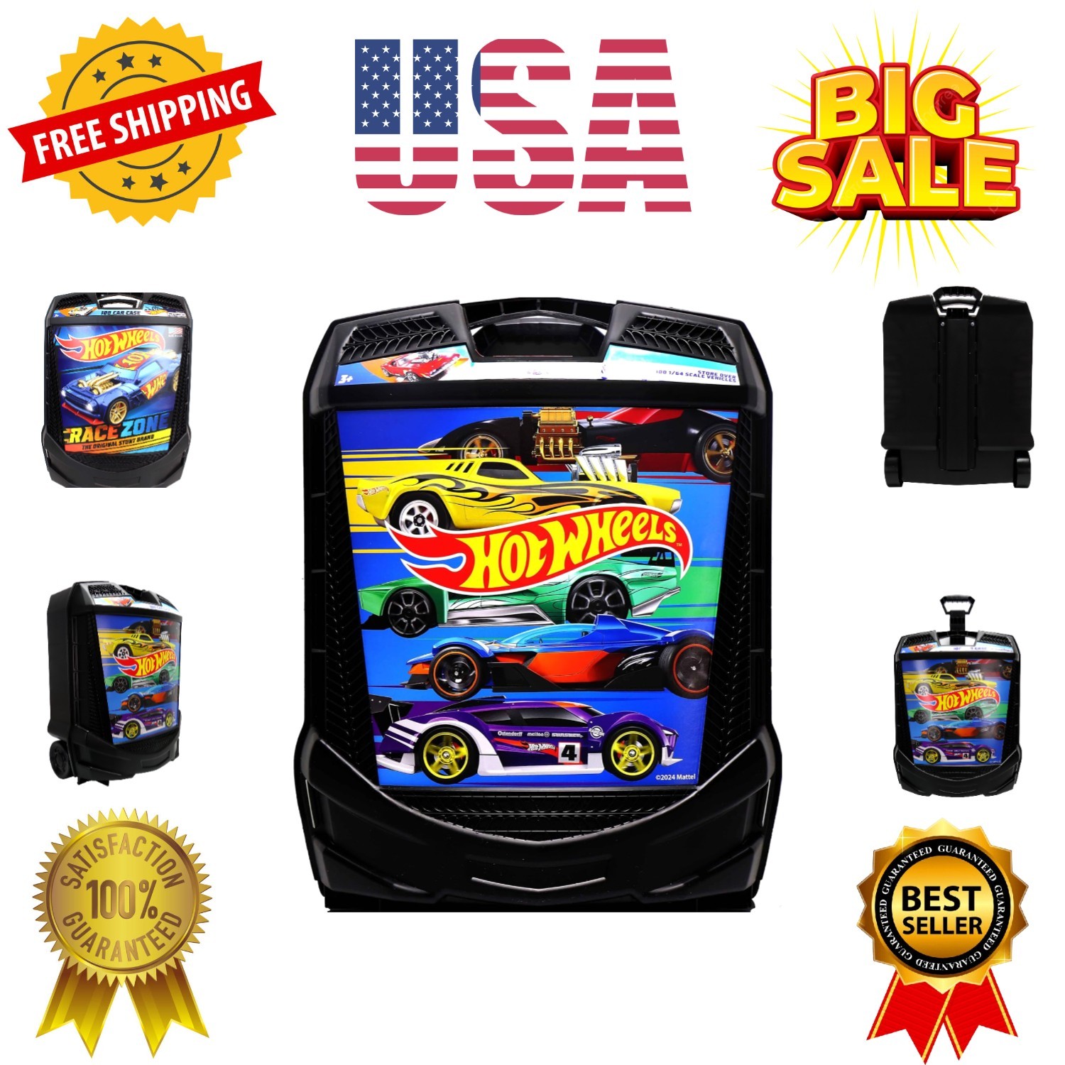 Hot Wheels 100-Car Storage Case – Large Capacity Organizer for 1:64 Die-Cast ...