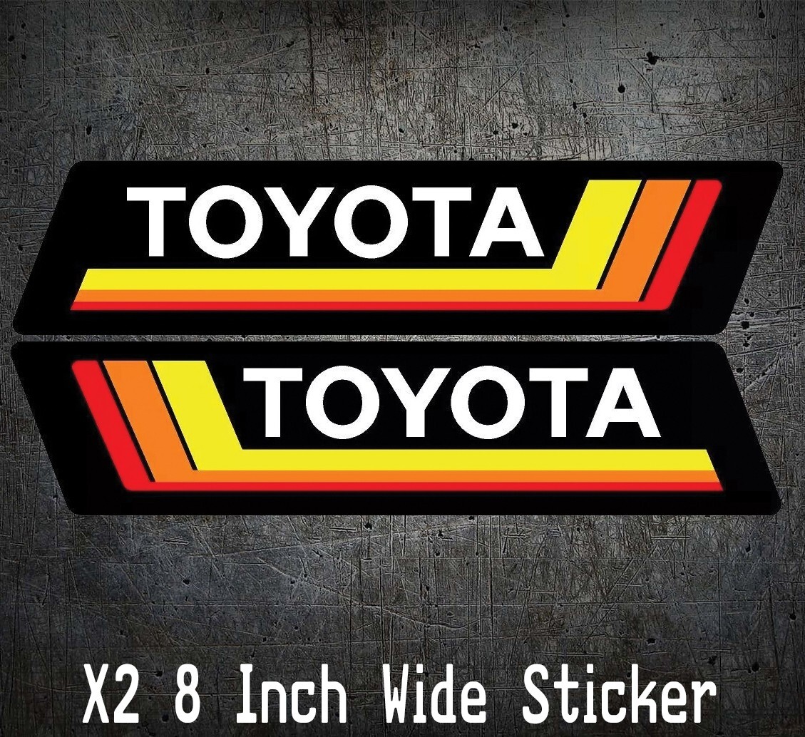 x2 8 Inch TOYOTA Sticker Retro Fits Tacoma 4Runner Land Cruiser FJ Rav4 Set JDM