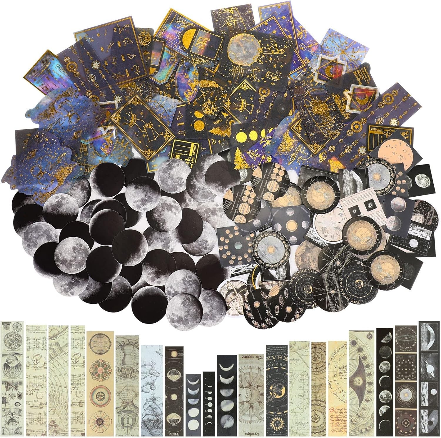 191 Pieces Vintage Astronomy Stickers Celestial Galaxy Planet Space Sticker Set