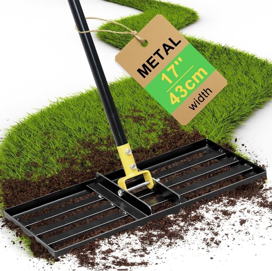 Lawn Leveling Rake - Heavy Duty 17"x10" Stainless Steel Leveler Plate,Reinforced