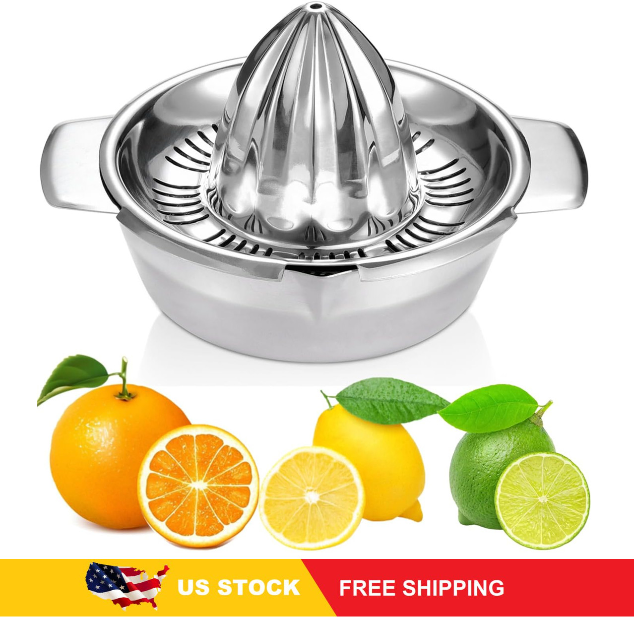 Citrus Lemon Orange Grapefruit Juicer Manual Squeezer 304 Stainless Steel Robust