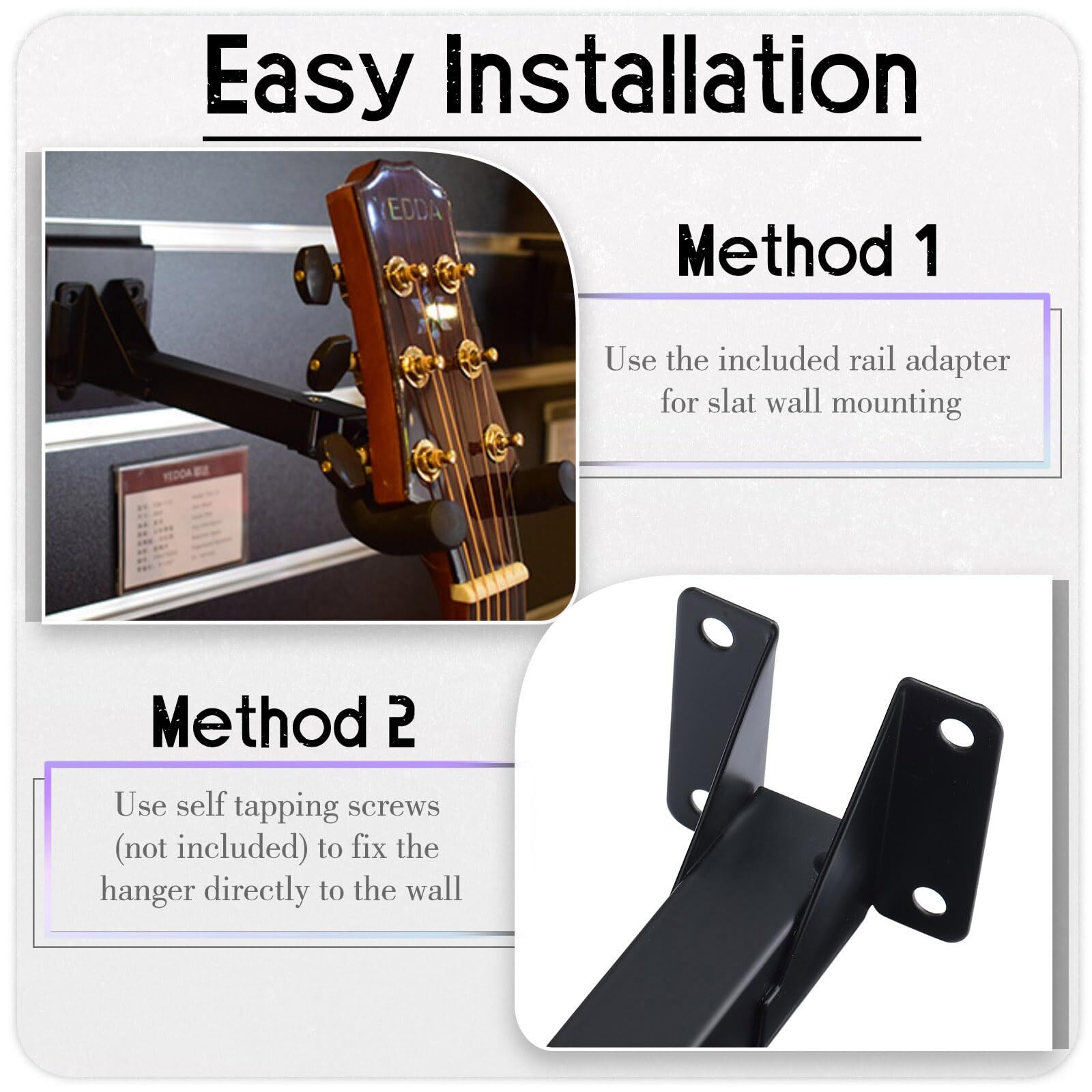 20 Pcs Guitar Hanger Wall Mount Guitar Hangers Hooks Holders with Slat Adapter