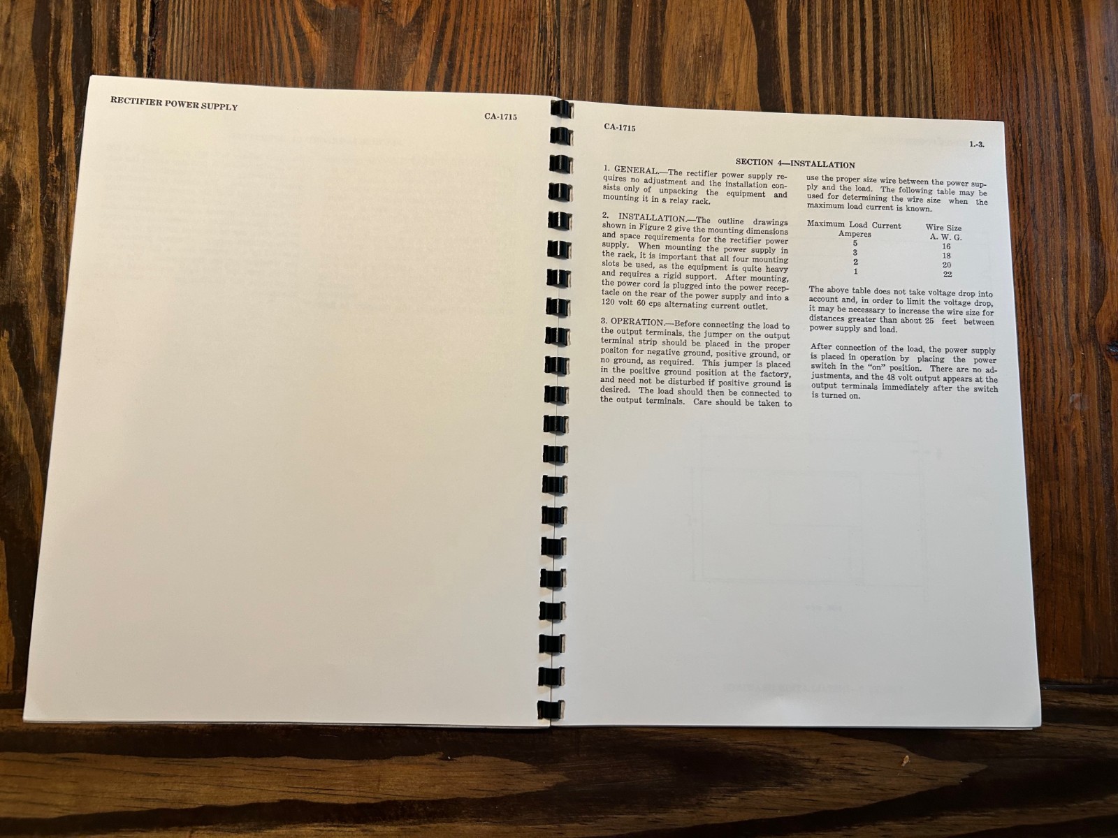 1958 Instruction Book for Rectifier Power Supply Type CA-1715 Maxwell Electronic