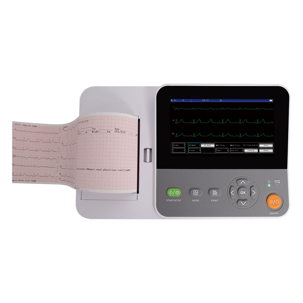 Touchscreen 6-channel 12-Lead ECG EKG Machine Electrocardiograph Interpretation
