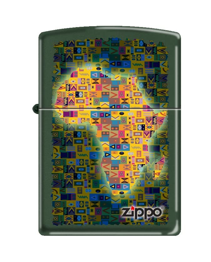 Zippo Lighter- Personalized Engrave African Map Design Green Matte #Z5482