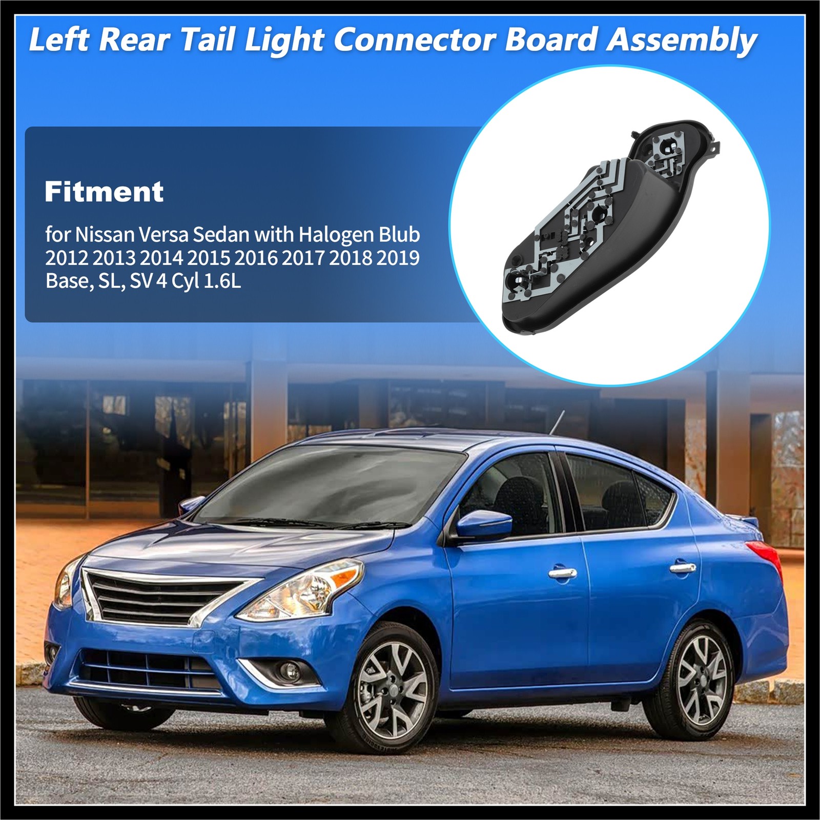 Left Tail Light Socket Board Assembly for Nissan Versa 2012-19 No.265563AW0A