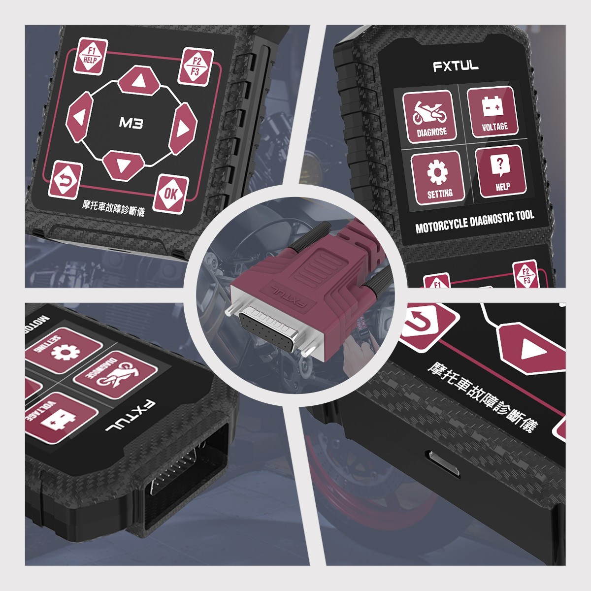 FXTUL M3-B Motorcycle Diagnostic Scanner OBD2 Code Reader for YAMAHA KYMCO SYM
