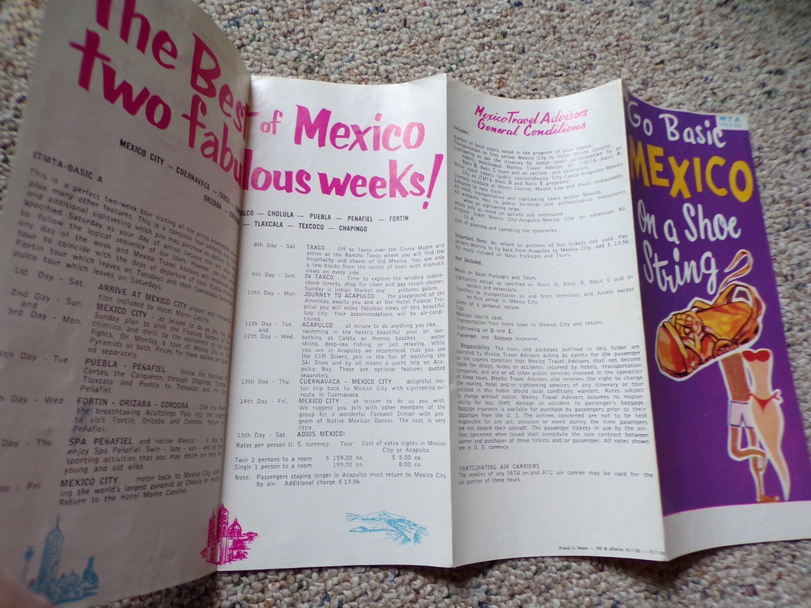 1962 - 63 Go Basic Mexico on a Shoe String Information Pamphlet
