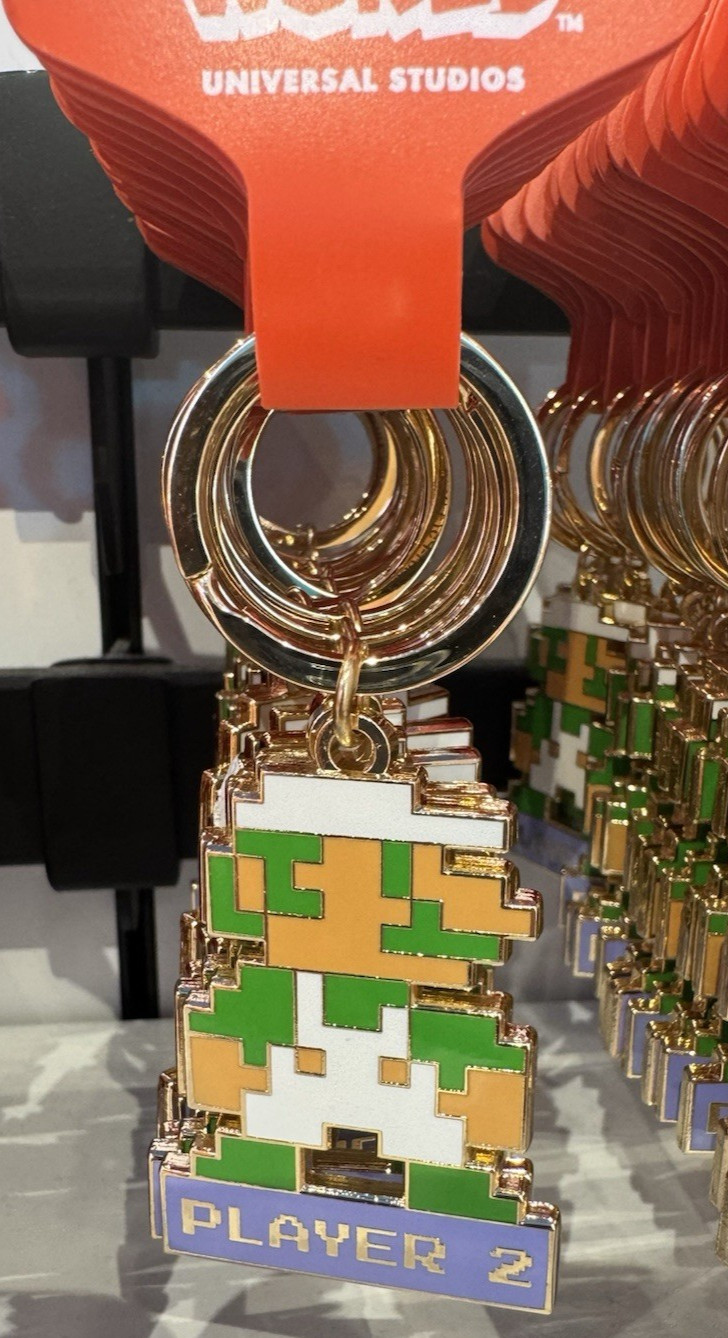 Universal Epic Universe Super Nintendo World 8bit Luigi Player 2 Keychain 8-Bit