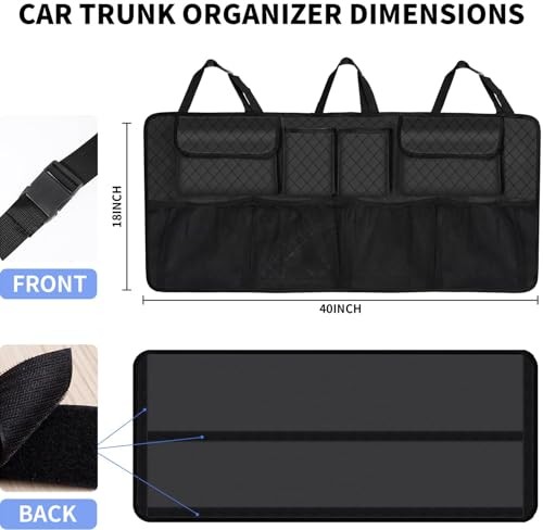 Car Trunk Organizer and Storage, Large Capacity Backseat Hanging Storage Black