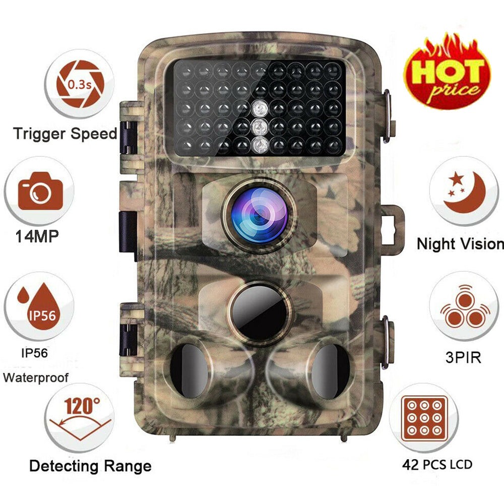 Hunting Trail Camera 14MP Wildlife Game Camera Trigger Night Vision with Screen