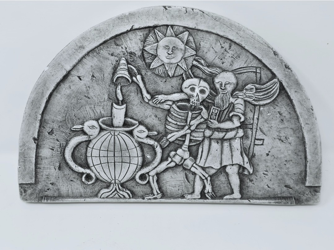 Facsimiles Ltd. Tombstone Plaque "Father Time vs. Hand of Death"