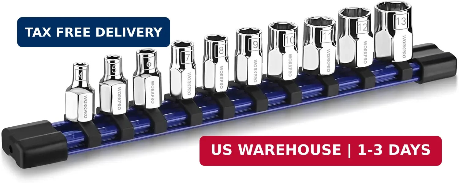 1/4" Drive Socket Set, 10-Piece Metric CR-V Socket Set with Sturdy Socke