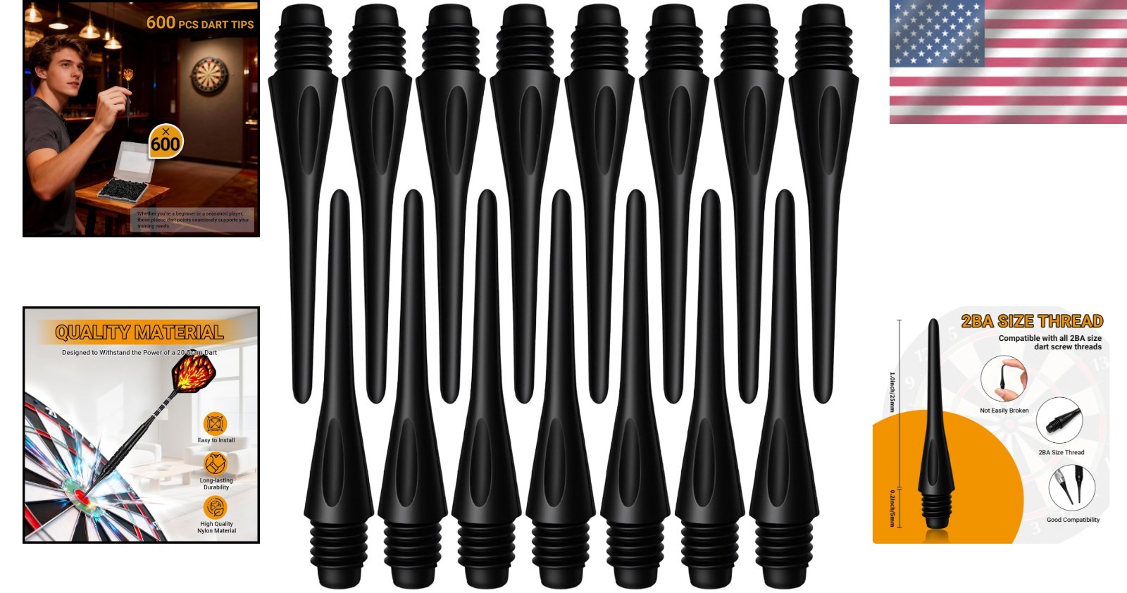 Plastic Soft Tip Dart Points 150 Pack for 2BA Threads Replacement Dart Access...