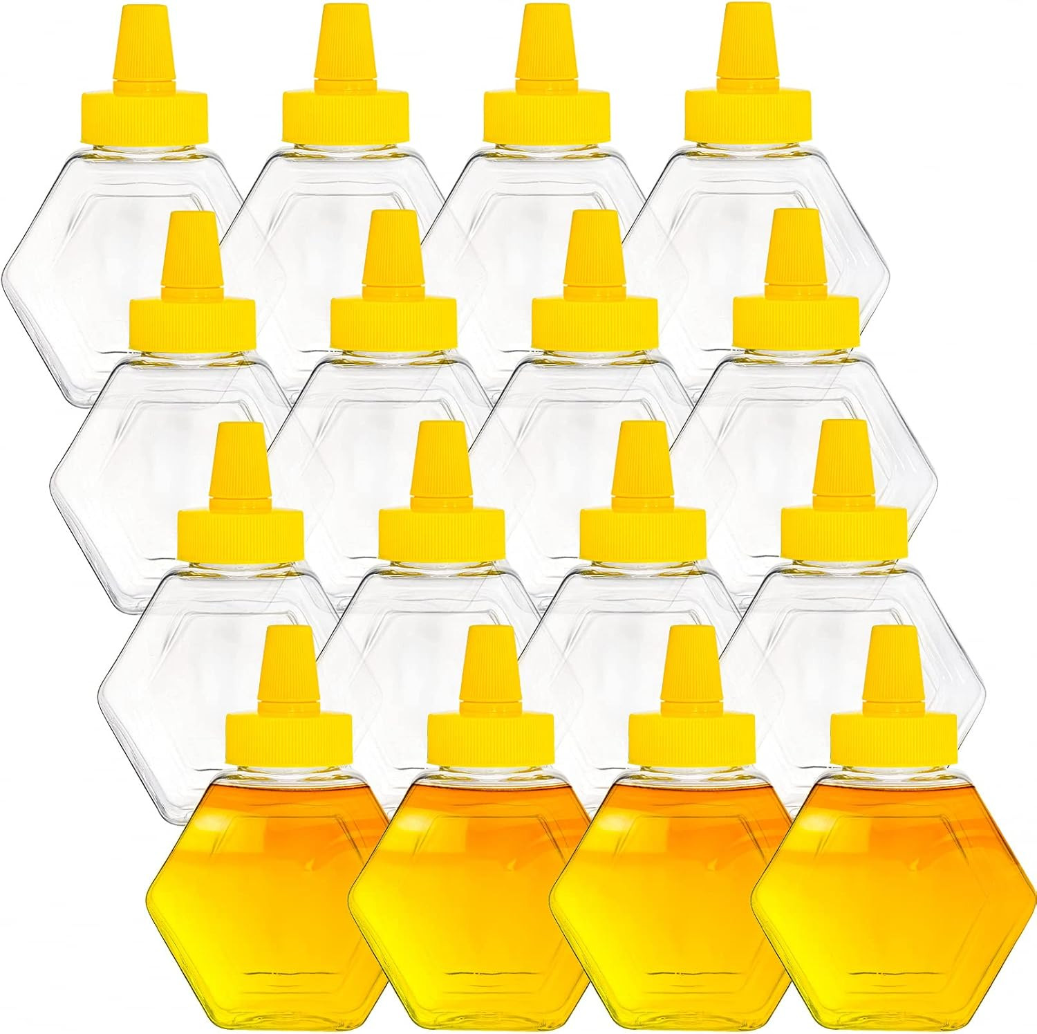 16 Pack Plastic Honey Bottle Jars, 7 Oz Squeeze Bottles Empty Jars with Spout, R