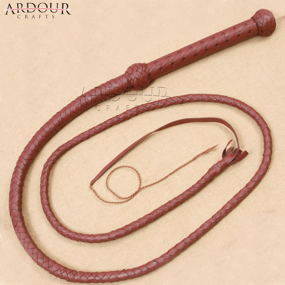 Handcrafted 6 Feet Real Cowhide Leather Bullwhip Practice & Display Use