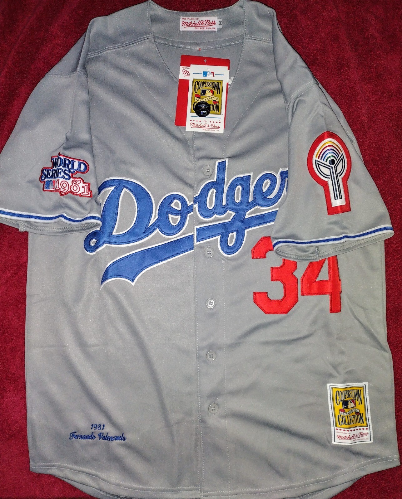 LOS ANGELES DODGERS  FERNANDO VALENZUELA 1981 World Series Baseball Jersey