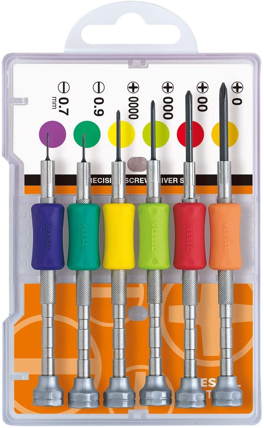 Vessel Precision Micro Screwdriver Set Phillips Flat Slotted 0000 TD-56S JAPAN