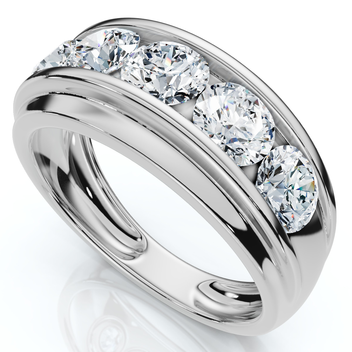 Men's 2Ct Diamond Ring Channel Set Gold Lab Grown