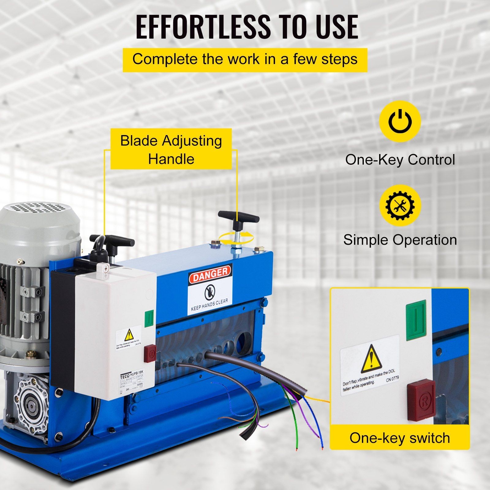 Adjustable Wire Stripper Machine 370W 11-Channel 1" OD 75ft/min