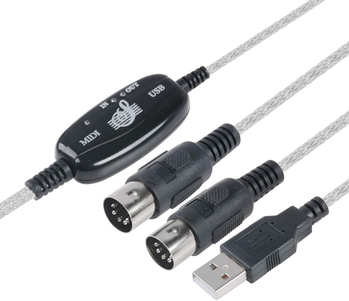 USB to MIDI Cable Interface Adapter 16 Channels PC Mac Keyboard Synth Controller
