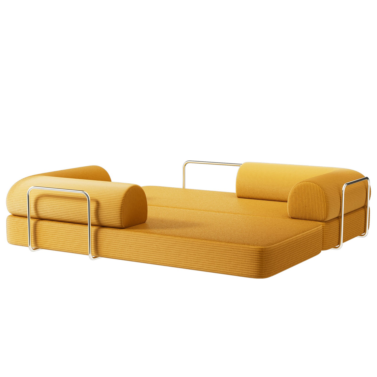 Compressed Foam Sofa Corduroy Ginger 79" Contemporary Sleeper Couch