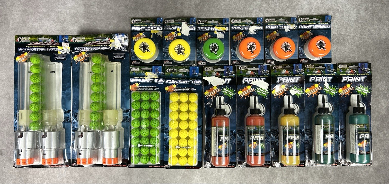 Battle M.A.X. Paintball Sceptor Markerball Projectile Large Lot Accessories NEW