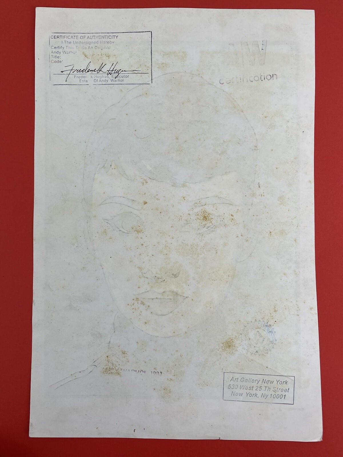 Andy warhol Drawing on paper (Handmade) signed and stamped