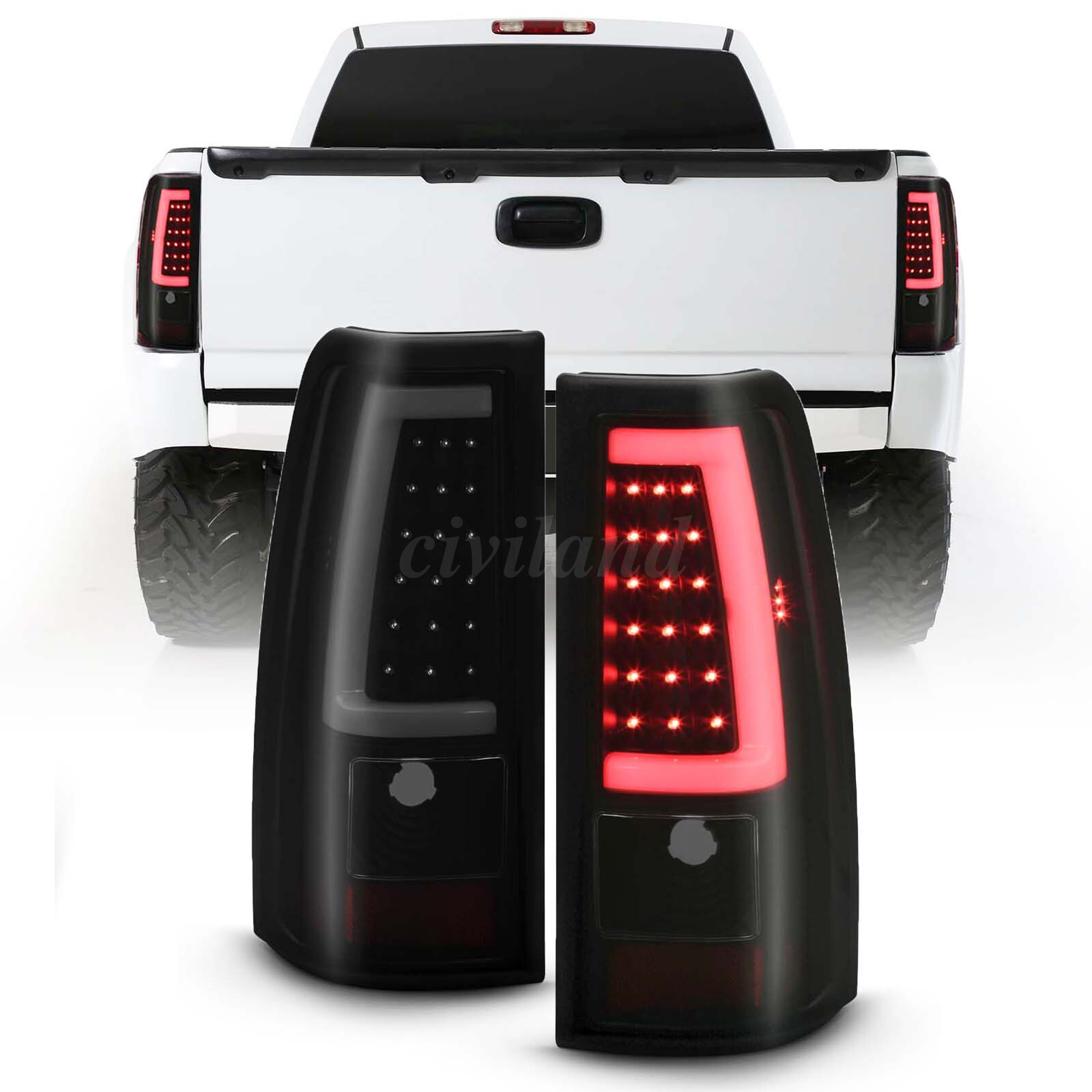 For 2003-2006 Chevy Silverado 1500 Pickup LED Tube Smoke Tail Lights Brake Lamps