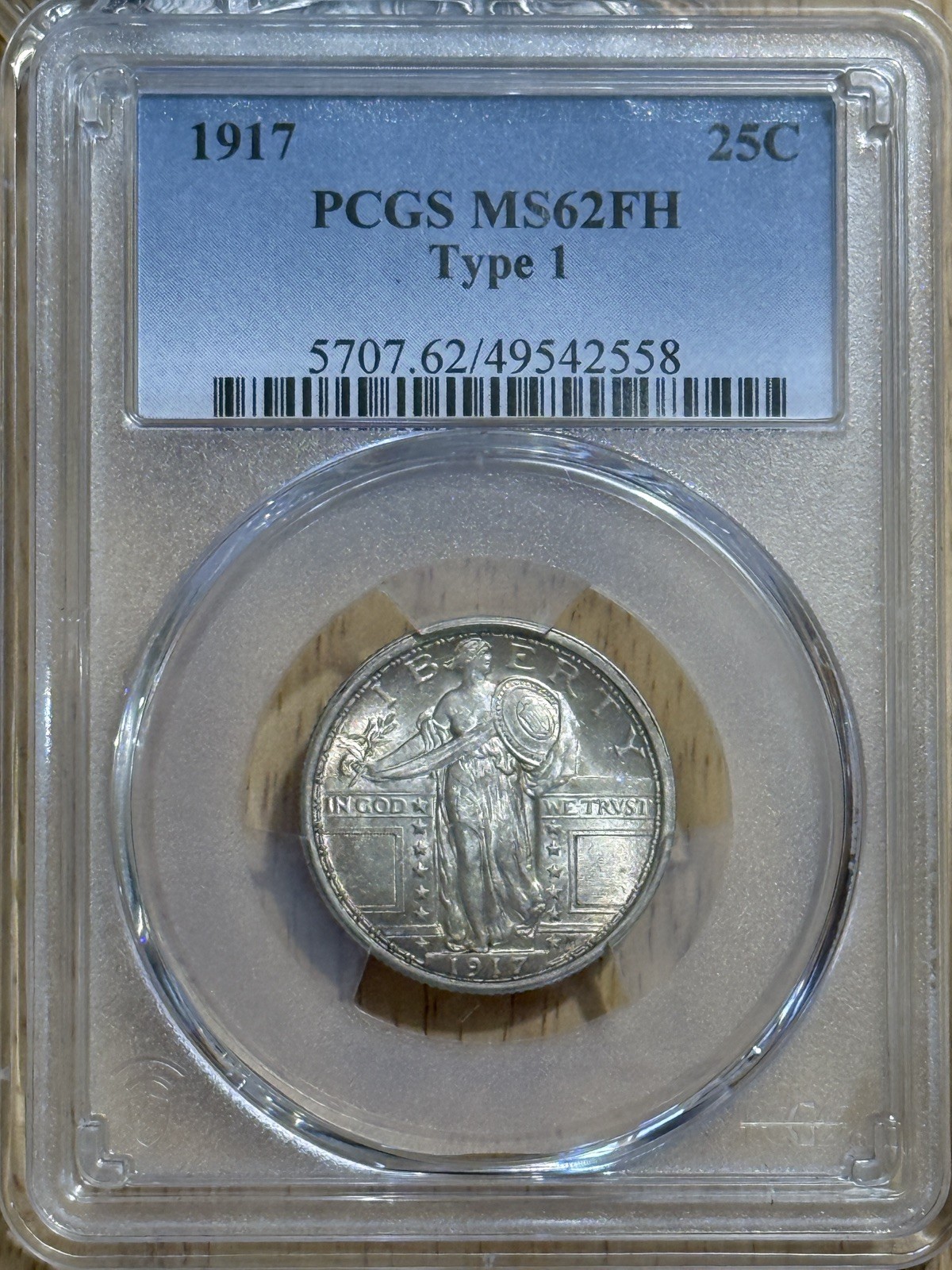 1917 25c Standing Liberty Silver Quarter - PCGS MS62 Full Head Type 1