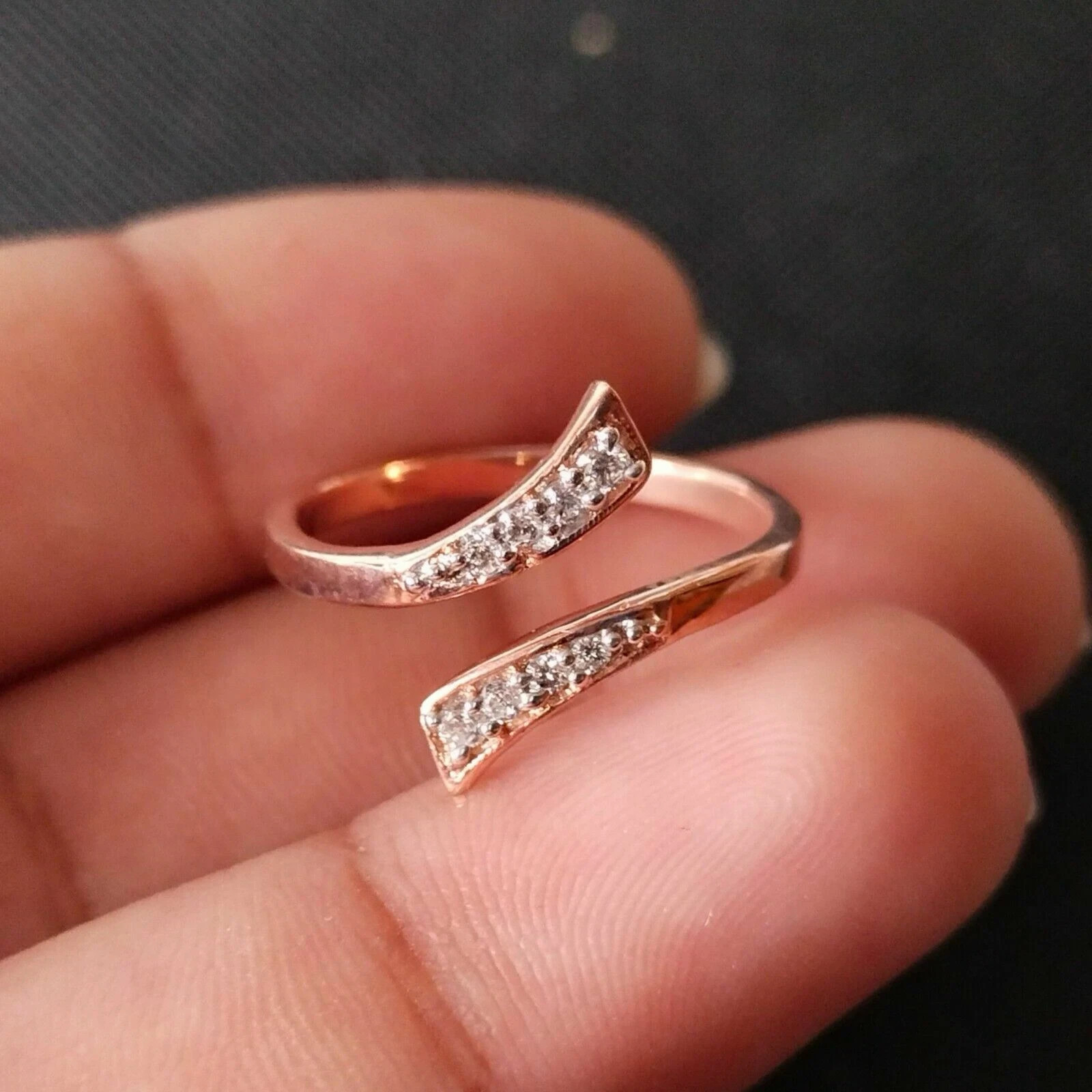 0.10 Ct Round Simulated Diamond Bypass Adjustable Toe Ring 14K Rose Gold Plated