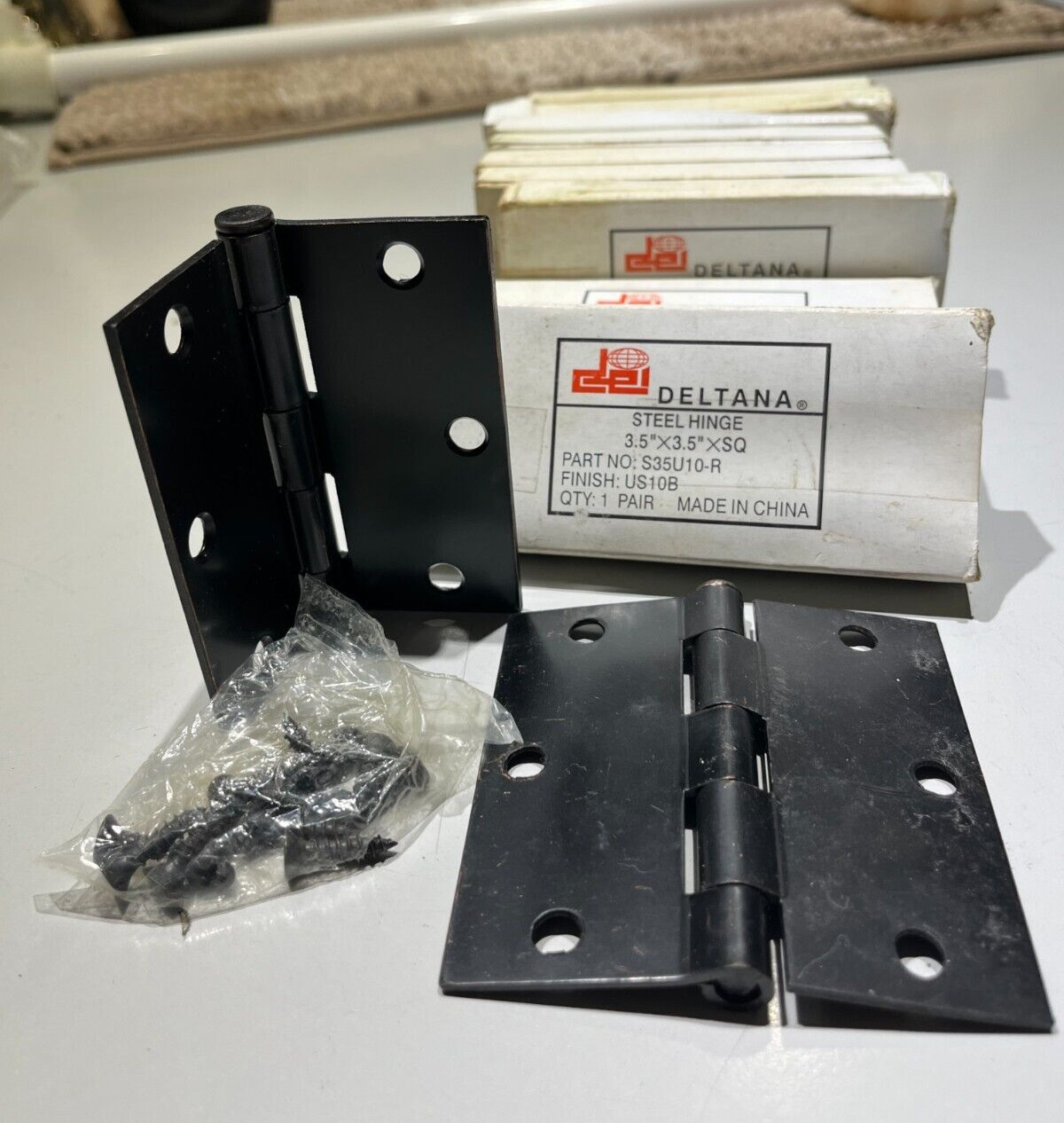 Door Hinges 3.5" x 3.5" x Square Corner Steel   with screws: Finish  us10b