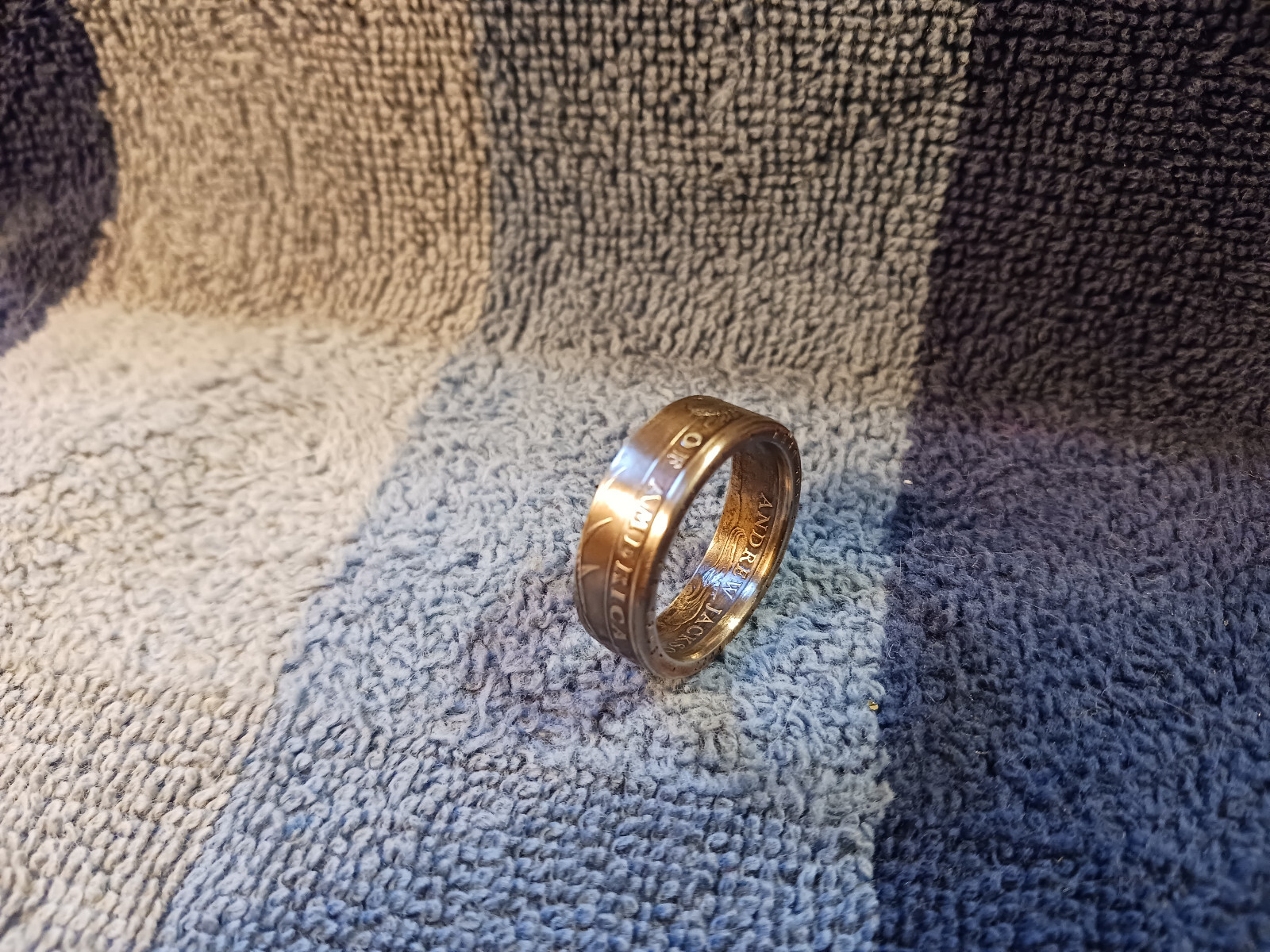 2008  A. Jackson Handcrafted 1 Dollar Coin Ring  Size 10- 1/2