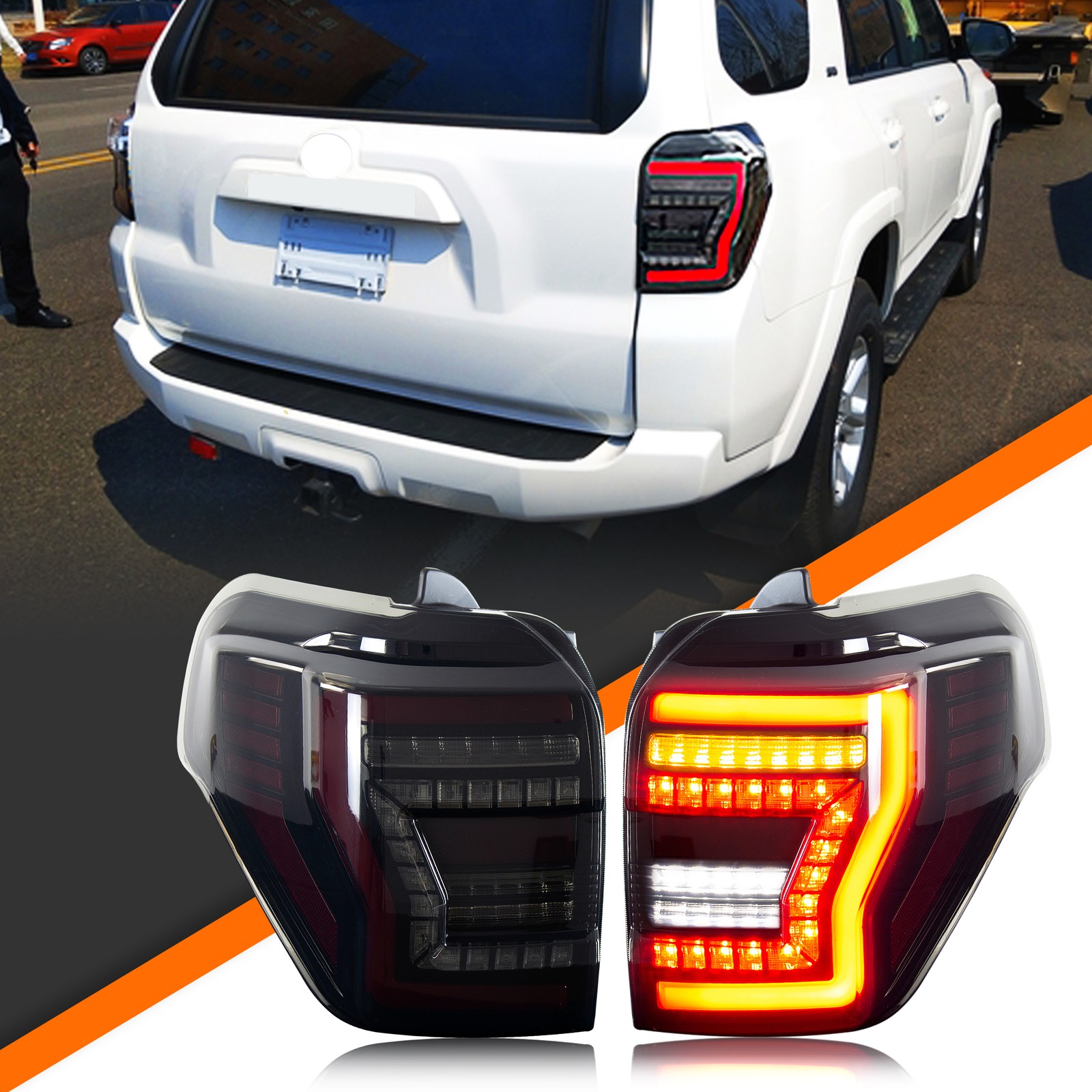 LED Tail Lights for Toyota 4Runner 2010-2024 5th Gen Black Rear Lamps Assembly