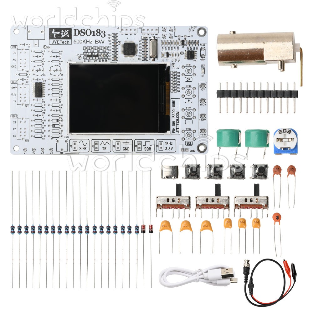 DC 5V DSO183 Digital Oscilloscope DIY Kits 0-500KHz Teaching Beginner Training