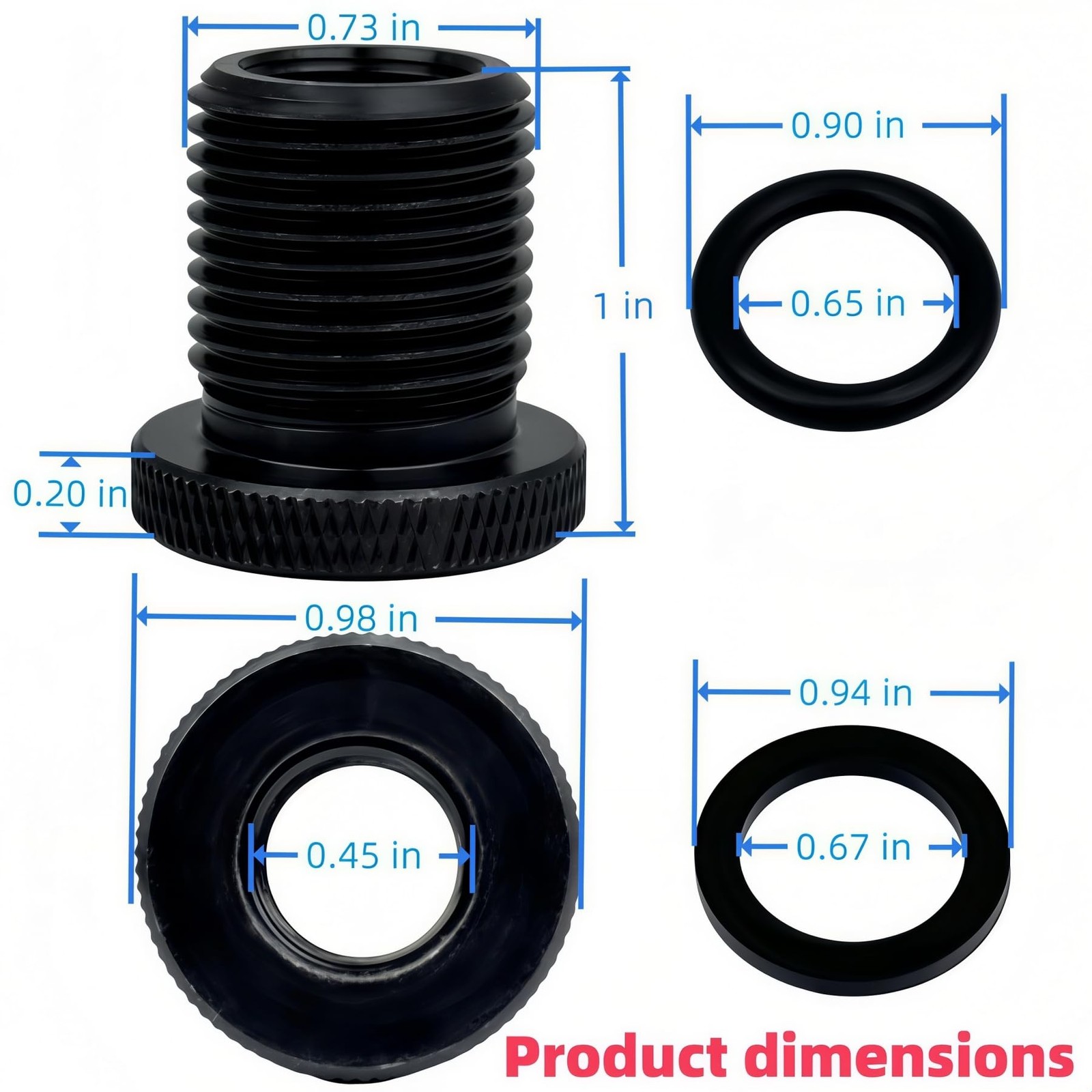 3 Pack Thread Protector and Washers, 1/2 * 283/4 * 16, Black