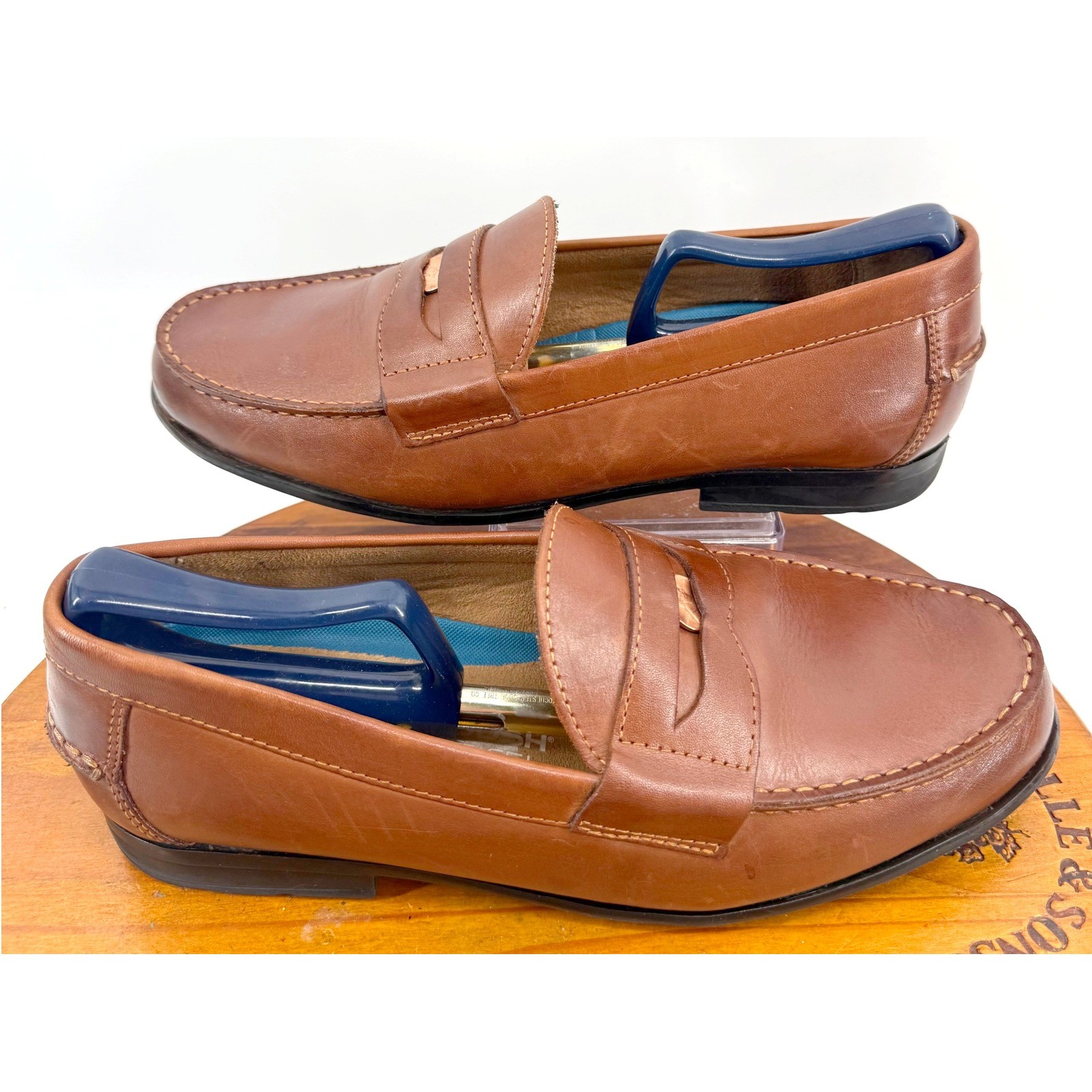 Nunn Bush Mens Drexel Leather Penny Loafers Size 9W Comfort Gel  Brown Preppy