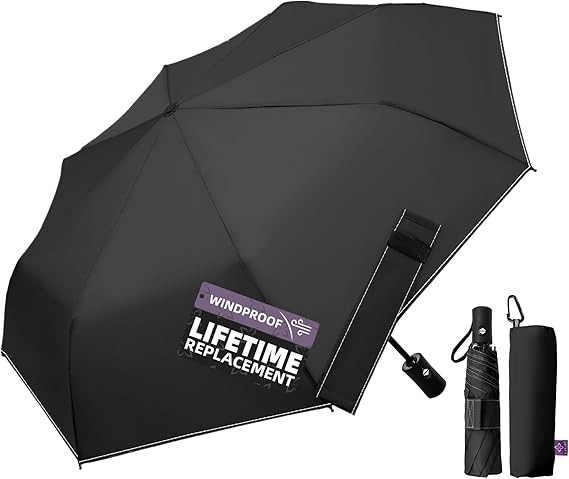 Compact Travel Windproof Umbrella, 43" Auto open/close Folding Quick Dry Umbrell