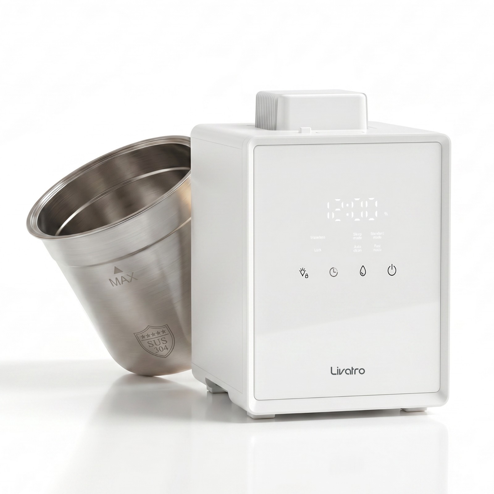 Livatro LVHD3001W 3L Warm Steam Humidifier Auto-Clean, Child Lock, Timer, Quiet