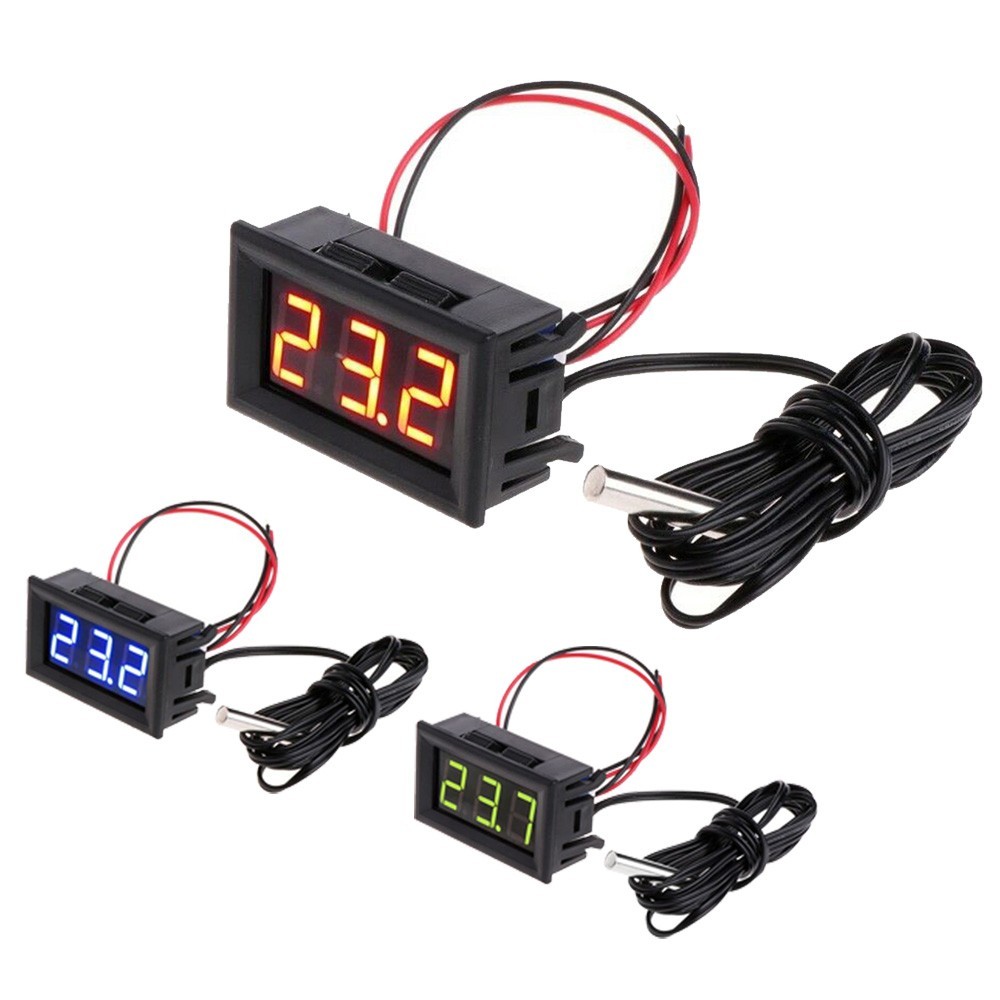 Digital 12V LED Temperature Monitoring Thermometer Meter With Probe -50~110??
