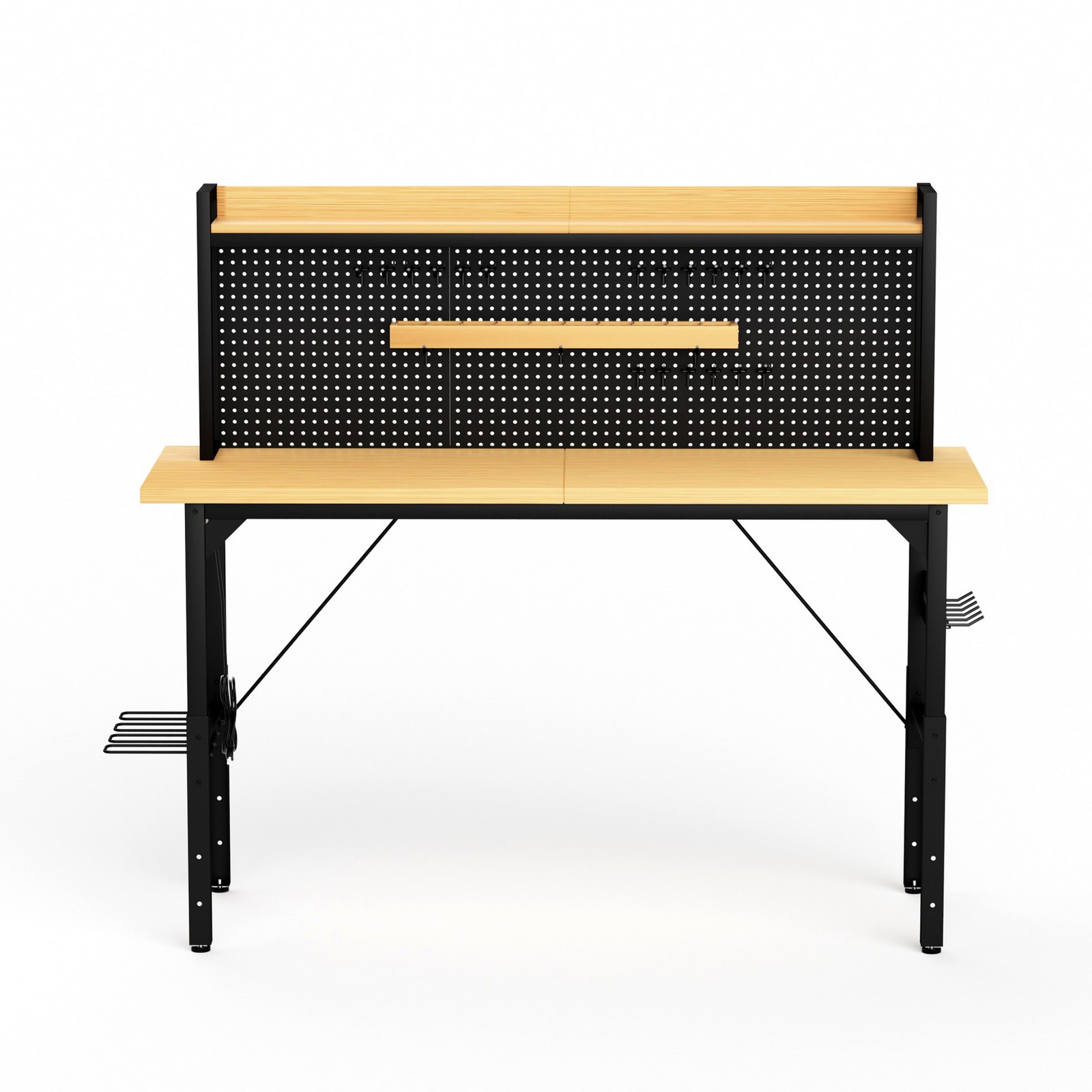 71" Adjustable Work Bench Table w Pegboard Rolling Wheels AC/USB Outlets 2000LB