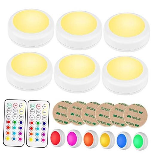 LED Puck Lights with Remote Control, Wireless Under Cabinet Lighting, Battery