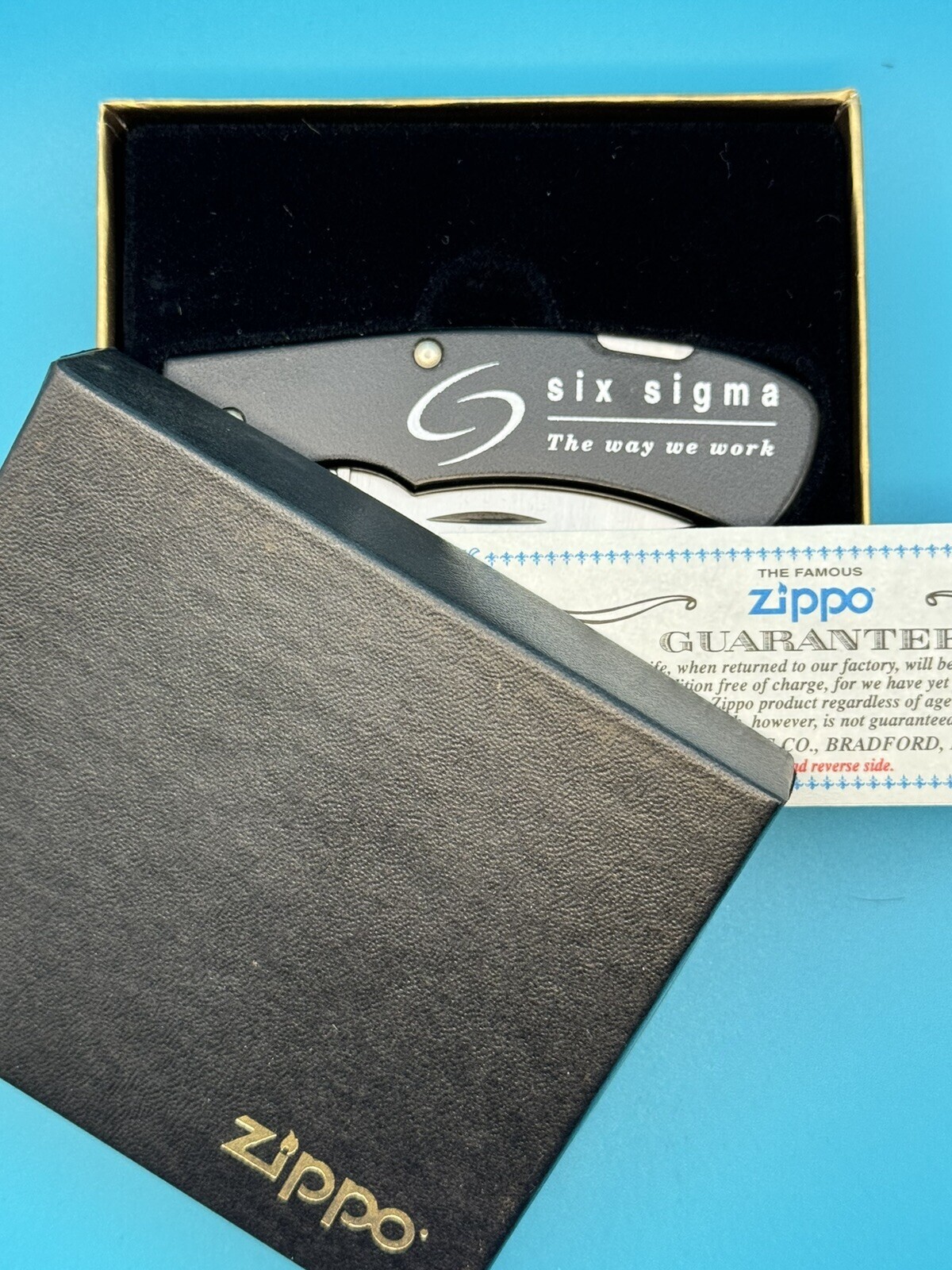 Six Sigma The Way We Work Zippo Promo Stainless Steel Lockback Pocket Knife NEW