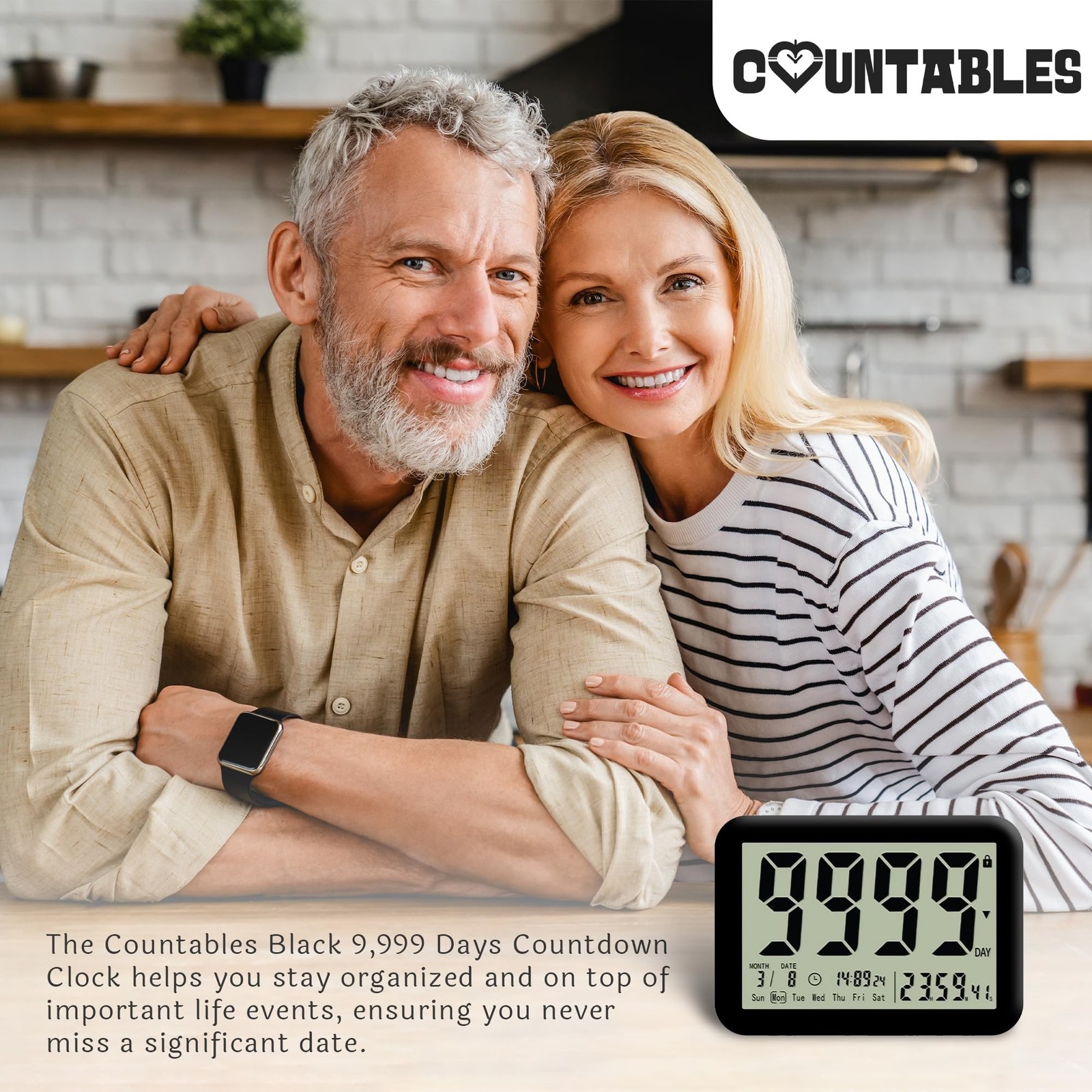 9999 Days Countdown Clock - Reusable Count Down Timer - Large Display LCD Dig...