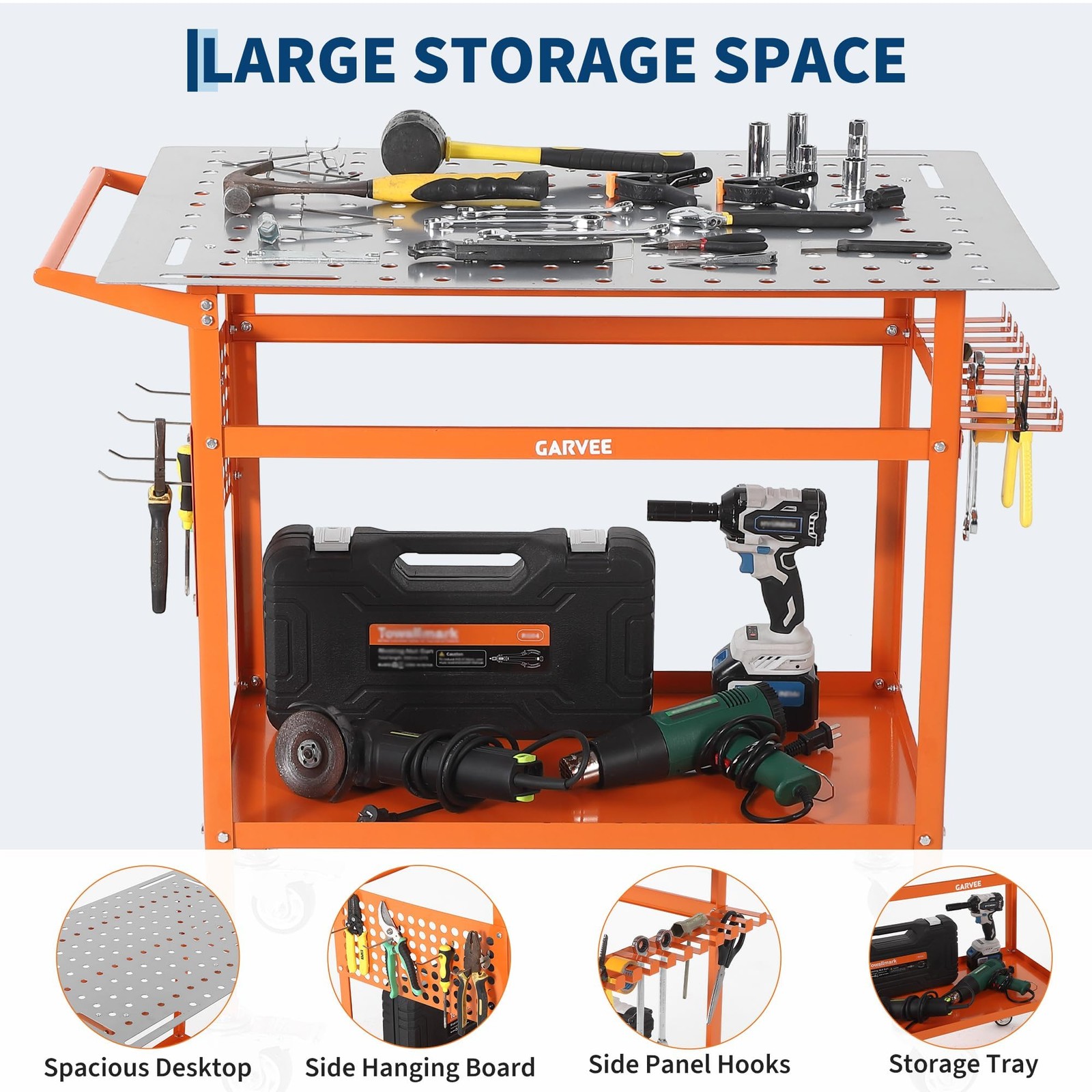 36'' x 24'' Welding Table 800lbs Steel Portable Rolling Welding Workbench Table