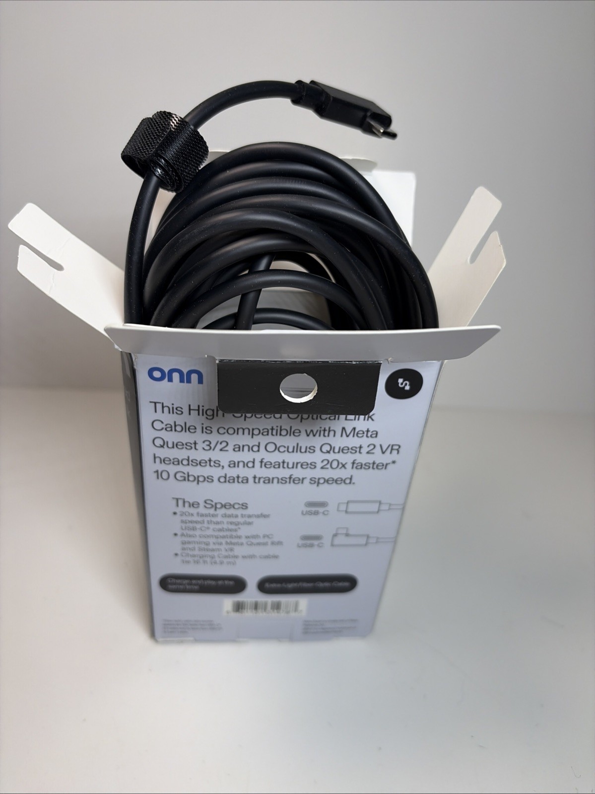 Onn 16ft VR Link Cable Meta Quest 2 3 USB-C Optical Link High Speed 10Gbps