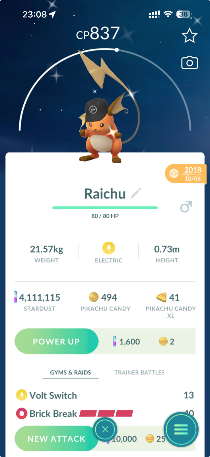 Shiny Raichu Fragment black Hat Gurranted Lucky TRADE - Description